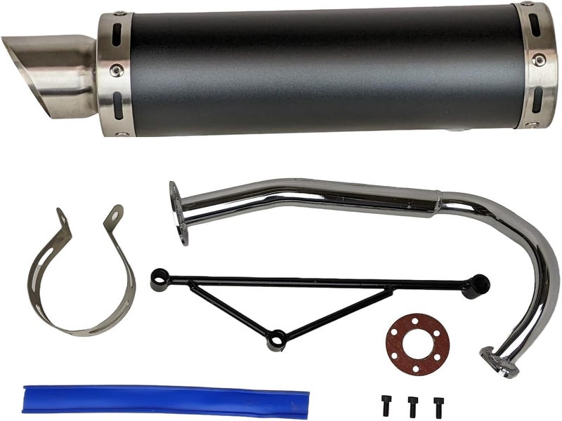 RedCap High Performance Exhaust System Muffler for GY6 50cc Scooter Moped TaoTao Jonway Kymco 139QMB (Black) - Image 1